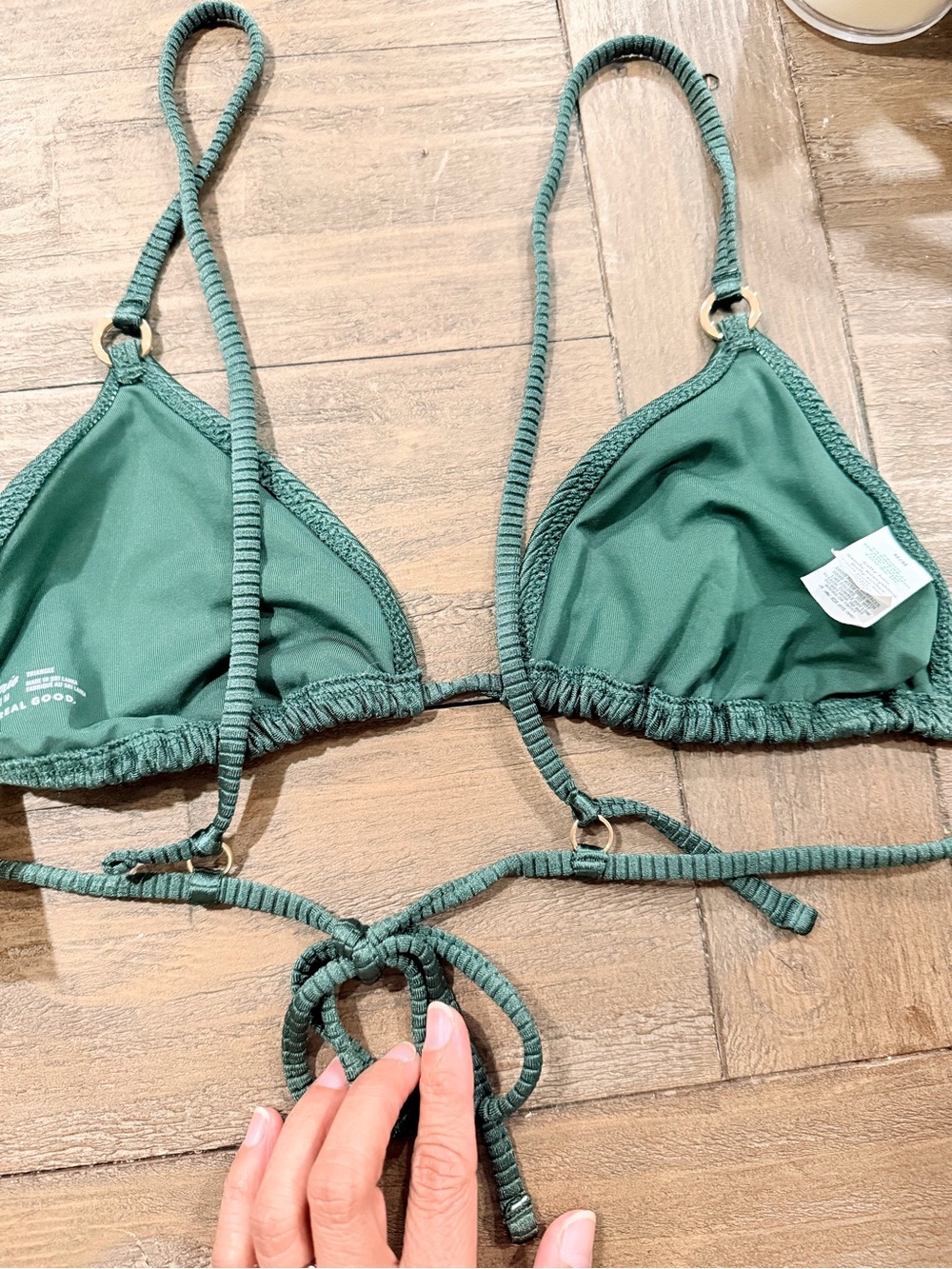 Green Ribbed Triangle Bikini Top - Picture 5 of 5